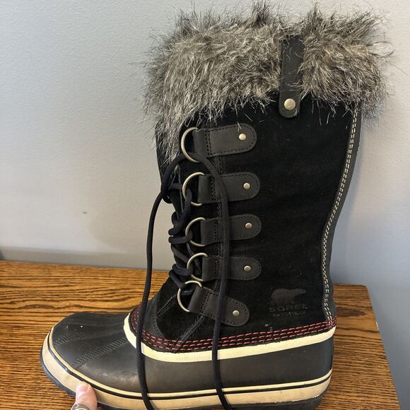 Sorel Womens Joan of Arctic Black Waterproof Leather Snow Boots LL5115-011 Sz 10 - Picture 2 of 13